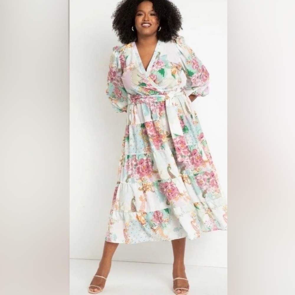 Eloquii Floral Wrap Maxi Dress – Size 20